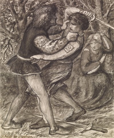 Una pelea por una mujer de Dante Gabriel Charles Rossetti
